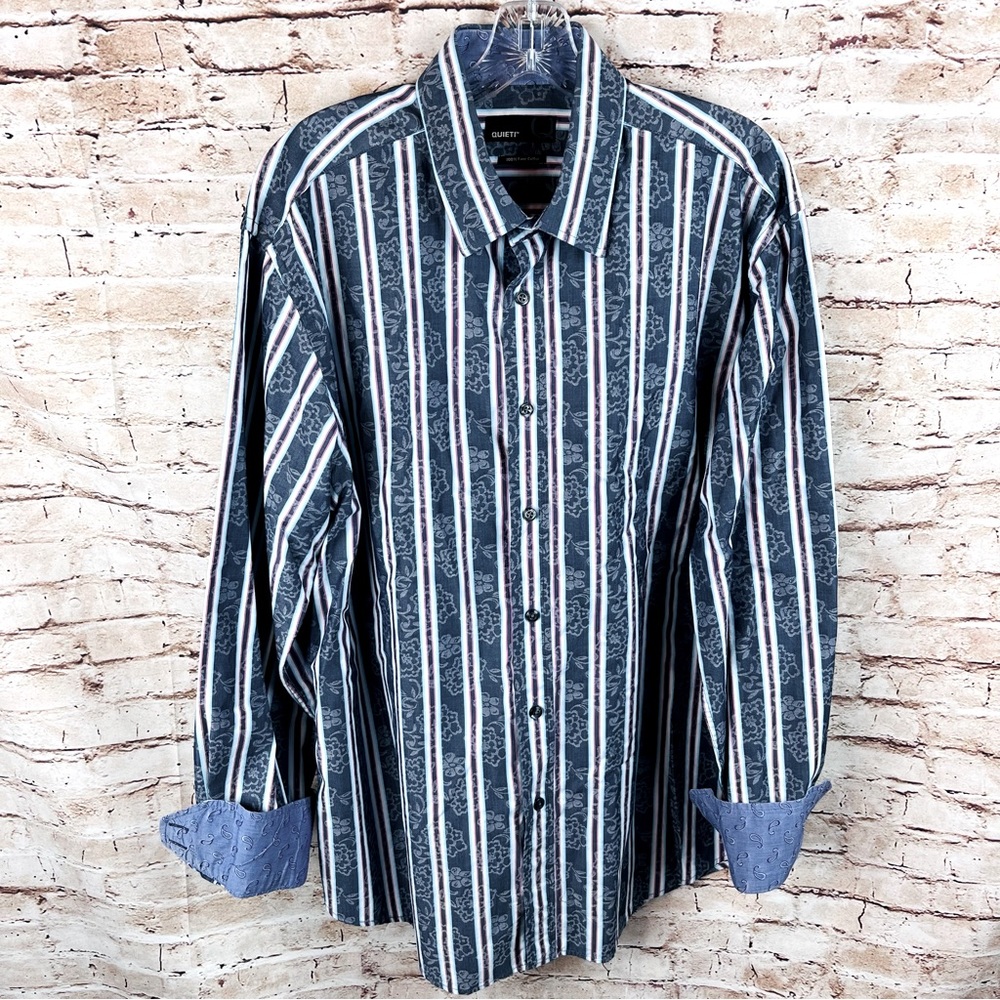 Quieti Shirt Button Down Striped Flip Cuff Men’s XL